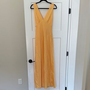 Meshki Sleeveless V-Neck Cowl-back Dress in Butter Yellow